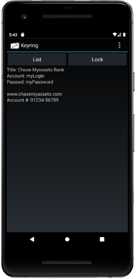 Keyring for Android Screenshot