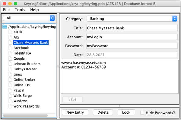 KeyringEditor Screenshot on a Mac KeyringEditor Screenshot